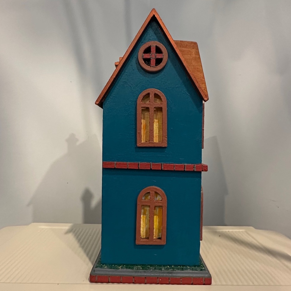 Multicolor Decorative Birdhouse – Bronze Roof, Lighting Accent, 14" Tall - Picture 4 of 11